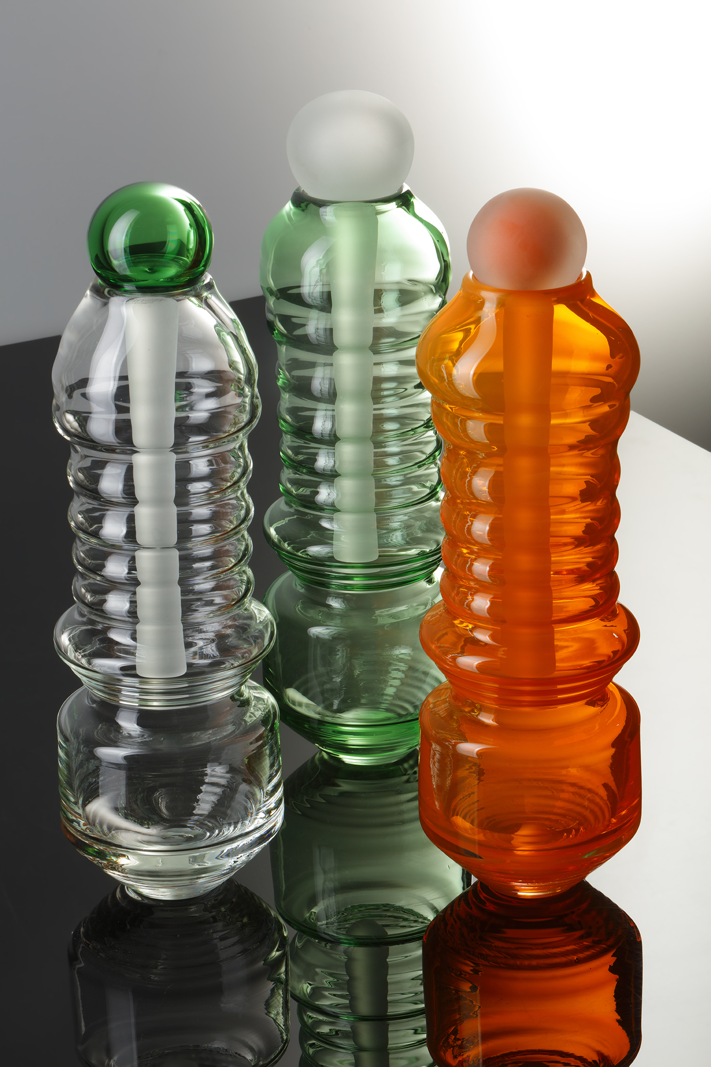 Biome Series, Hand blown glass vessels.