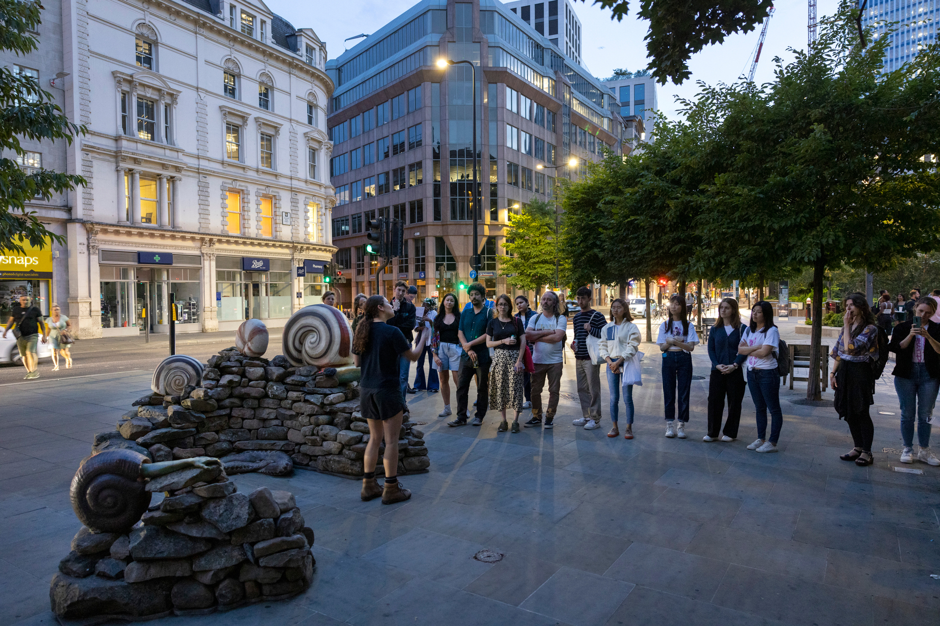 Live performance of ‘The Picnic’ for ‘Nocturnal Creatures’ with Whitechapel Gallery and Sculpture in the City, 2022 (photography by Nick Turpin)