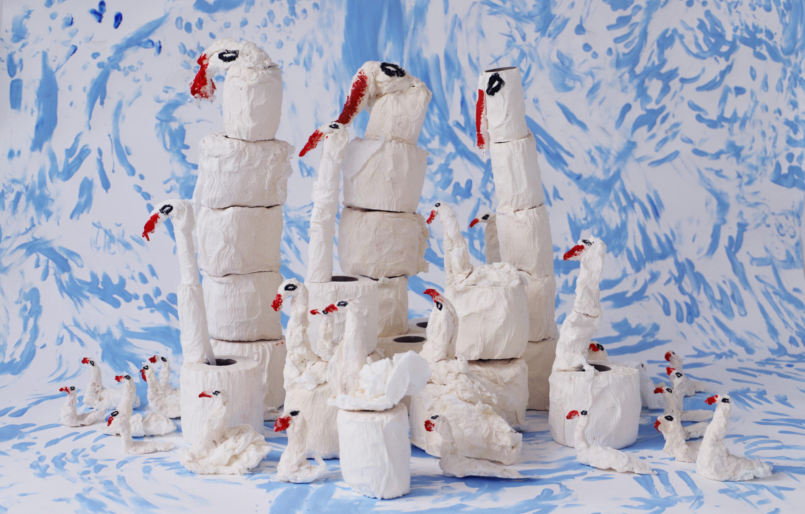 Toilet paper swans, 2019