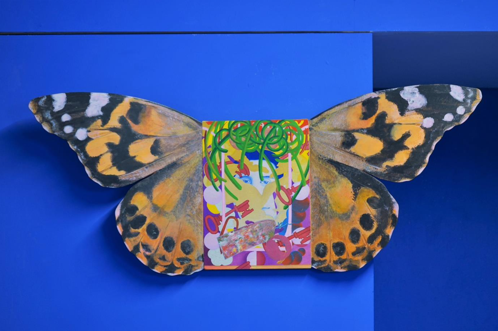 Painted Lady, Oil and acrylic on wood and canvas, 54 x 127cm, 2019