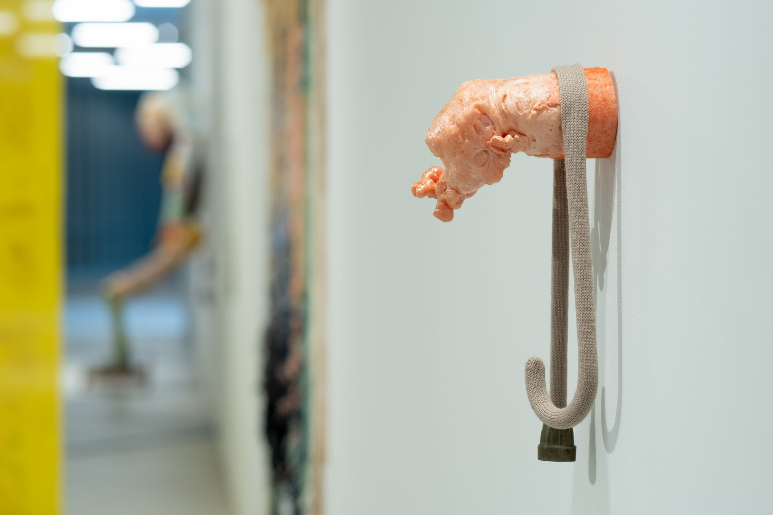 Collection of Knitted Folk Objects - Walkin-Stick, Machine knitted wool, reclaimed bamboo walking stick, rubber ferrule, expanding foam, 
380 x 160 x 200mm, 2014.
Photography: Frederic Geurts
